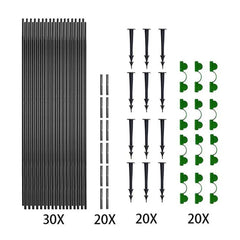 Flexible Fiberglass Hoops for DIY Plant Tunnel Arches Steel Connectors and Mulch Clips for Raised Beds and Greenhouses