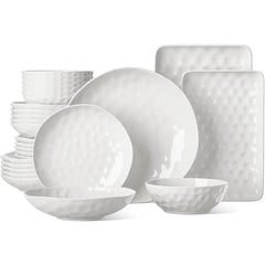 Plates and Bowls Sets, 24 Piece Dinnerware Sets, Porcelain Dinner Set with Plates, Dishes, Bowls, Modern Dish Set for 6