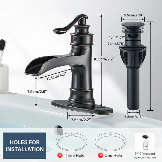 Waterfall Bathroom Faucet Oil Rubbed Bronze Single Handle Lavatory Mixer Tap  Vessel Sink Faucet Farmhouse Vanity  Sink Faucet