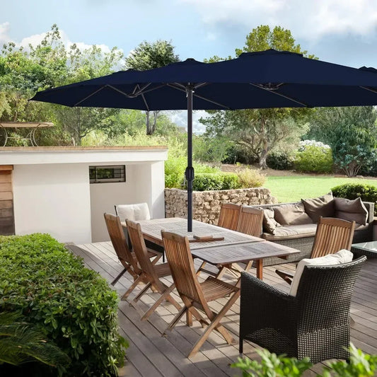 15ft Large Patio Umbrellas With Base Included Patio Furniture Outdoor Set Powerful UV Protective Garden