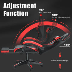 Bigzzia Gaming Chair with Footrest Gamer Chairs Ergonomic with Lumbar Cushion Headrest Chair Height Adjustable Office Chair