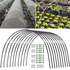 Flexible Fiberglass Hoops for DIY Plant Tunnel Arches Steel Connectors and Mulch Clips for Raised Beds and Greenhouses