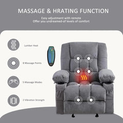 Massage Rocker Recliner Chair with Vibration Massage and Heat Ergonomic Lounge Chair for Living Room