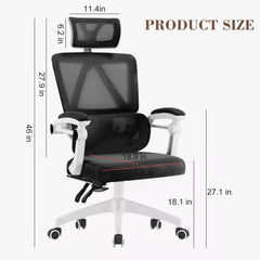 Ergonomic Home Office Chair Work Swivel Chairs with Wheels, Breathable Mesh Back Gaming Chair Adjustable Headrest