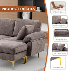 U-Shaped Sectional Sofa Couch, 4 Seat Sofa Set for Living Room, Convertible L-Shaped Velvet Couch Set with Chaise Lounge