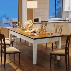 Dining Table for 4-6 People, 62-Inch Rectangular Kitchen Table w/Solid Wood Legs, Modern Farmhouse Dinner Table for Dining Room