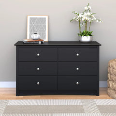 Children's 6 Drawer Dresser, Black & Sonoma Nightstand, Tall 3-Drawer, Black