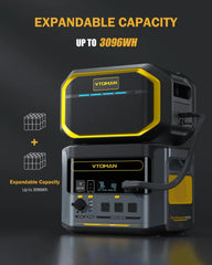 Portable Power Station with Extra Battery, 1500W (3000W Peak) LFP Battery Generator with Up to 12 Outputs, for Hom