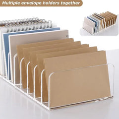 Desktop File Organizer File Sorter With 5 Sections Acrylic File Holder Mail Organizer Countertop File Sorter For Envelope Folder