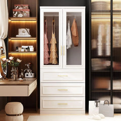 Armoire Wardrobe Closet Collection with Drawers & Hanging Rods, Closet Organizer, Armoire Wardrobes,Bedroom Funiture