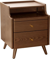 Small Nightstand,Solid Wood Nightstand with Drawers, Walnut Bedside Table for Bedroom