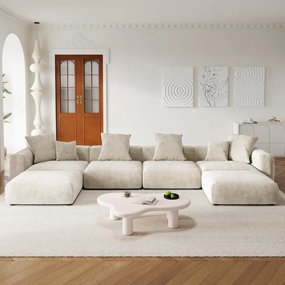 Sectional Sofa Couch,181.1inch U Shape Sofa Couch,Oversized 4 Seater Couch with 2 Ottomans, sectional couch