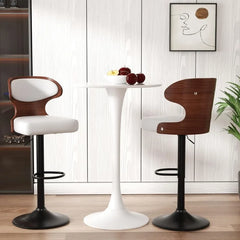 Bar Stools Set of 2 Seat Adjustable Height 24.5-33.5IN - Bentwood Swivel Barstools with Back & Footrest