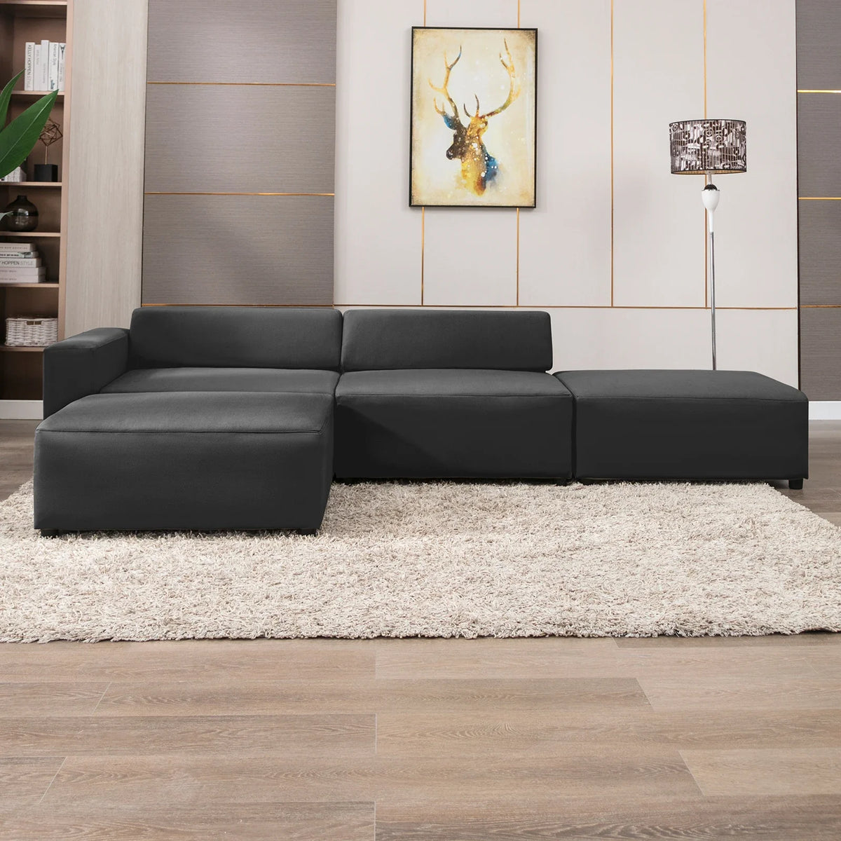 HORGAEO Convertible Sofa Bed, L Shaped Sectional Couch, Modular Sectional Sofa