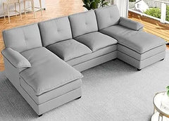 Sectional Couches for Living Room, U Shaped Couch 110in Sectional Sofa,Cloud Couch for Living Room (Black)，Living Room Sofas