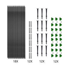 Flexible Fiberglass Hoops for DIY Plant Tunnel Arches Steel Connectors and Mulch Clips for Raised Beds and Greenhouses