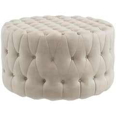 HOMCOM Button Tufted Ottoman Foot Stool with Velvet-feel Upholstery, Beige