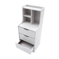 Modern Tall White Nightstand With 3 Drawers Side Stand Storage Cabinet Bedside Table Organizer Bedroom Furniture White