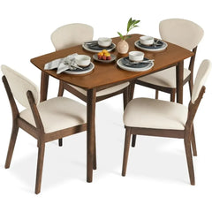 Dining Room Sets, 5-Piece Dining Set, Compact Mid-Century Modern Table & Chair Set for Home, W/ 4 Chairs, Dining Room Sets