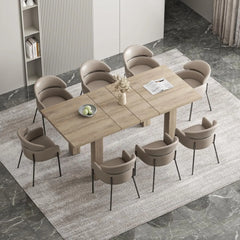 Expandable Dining Table for 6-10 Persons, 55'' to 78'' Modern Black Dining Room Table with 3-Stage Extend Design, Rectangle