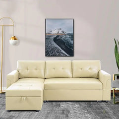 Sleeper Sectional Sofa with Convertible Sofa Bed &Inviting Chaise.Find Tranquil Comfort Stress-Relieving Design &Du