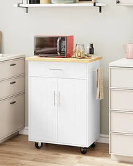 Kitchen Island Cart with Storage,Rolling Kitchen Island Side Table on Wheels with Worktop,Single Door Storage Cabinet and Drawer