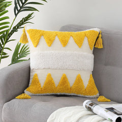 Retro Throw Pillow Case Bohemian Beige Cushion Cover Fringe Tufting Pillowcase for Sofa Bed Living Room Home Decoration