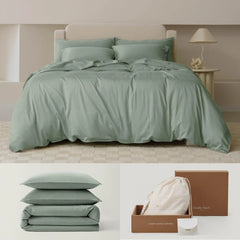 Cotton Tencel Duvet Cover Set - Luxe Duvet Cover Queen Soft, Bedding Set Eucalyptus Lyocell, Perfect for House Warming Gift