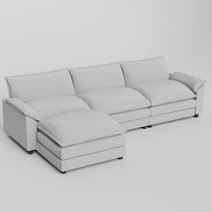 119” Modular Sectional Sofa Couch, Modern Wide Arm L Shaped Couch with Deep Seat and Reversible Ottoman