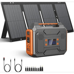 300W Portable Power Station with Foldable 60W Solar Panel, 110V Pure Sine Wave, 280Wh Lithium Battery Pack with DC AC Outlet