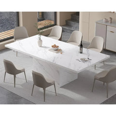 78” Dining Table for 6-8, Large Rectangular Faux Marble Dinner Table only, Modern Long Kitchen Table with Strong Base, Farmh