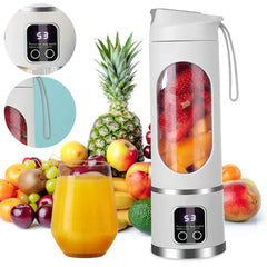 450ml Portable Juicer Cup 12 Blade Head USB Charging Mini Blender Electric Juicer 3 Gears Double Cover Fruit Mixer Ice Crusher