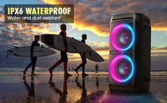 W-KING 100W RMS Bluetooth Speakers, IPX6 Waterproof, V5.3 Portable Party Boombox Wireless Deep Bass/115dB Loud Massive Sound