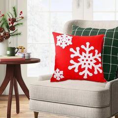 Christmas Embroidered Pillow Cover 18X18 Inch Embroidery Snowflake Decorative Pillowcase Zipper Closure Pillowcase Enhance Room