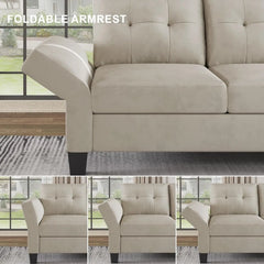 Convertible Sectional Couch Velvet L Shaped Sofa 4 Seat Sofa with Chaise L-Shaped Couches Reversible Sectional Sofa