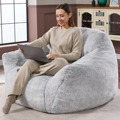 Giant Bean Bag Bag Sofa Chair with Armrests, Bean Bag Couch Stuffed High-Density Foam, Plush Lazy Sofa Comfy