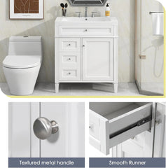 bathroom organizers, Bathroom Vanity with Sink, Modern Bathroom Cabinet with Drawers and Tip Out Drawer, Freestanding Bathroom V