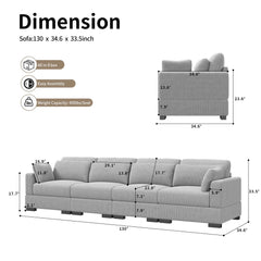 Modular Sectional Sofa, Cloud Couch Sectional 2/3/4 Seater, Corduroy Fabric Sectional Couch with Pillows for Modern Living Room