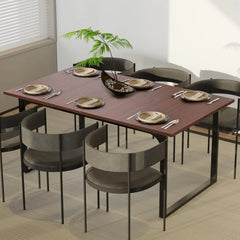 Wood Dining Table for 6 people, 70.86 Inch Modern Rectangular table with Metal Legs, Long Wooden Dinner Table