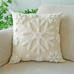 Snowflake Pillow Covers Decorative Christmas Cushion Covers 45x45cm/18x18inch Throw Pillow Covers 2x Snowflakes Square Embroider