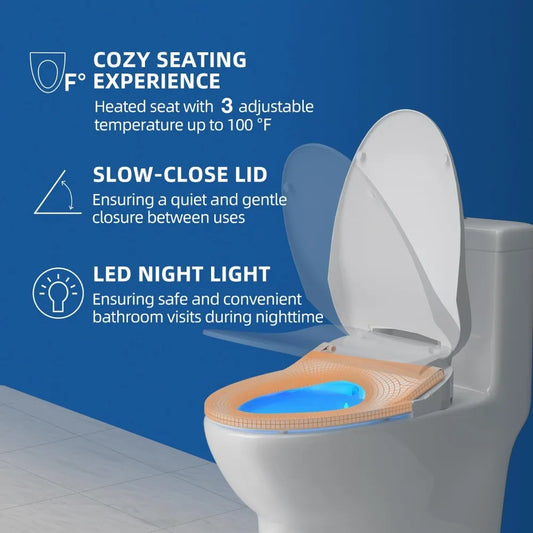 Bidet Toilet Seat-Round Smart Toilet Seat with Wireless Remote and Side Knob,Warm Water & Air Dryer,Adjustable Heated Seat