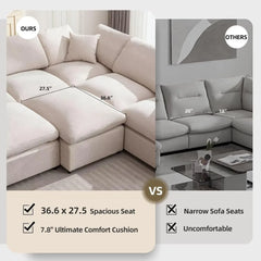 Modular Sectional Sofa Modern Oversized Chenille Cloud Couch with Movable Ottoman 7 Seater L-Shaped Sofas Comfy Couches