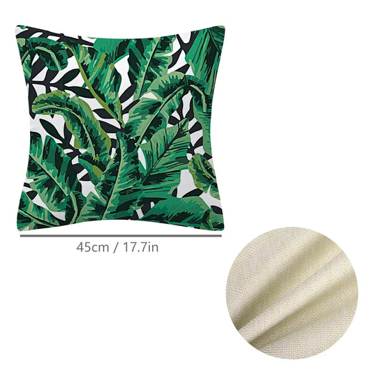 4Pcs Pillow Case Cushion Cover with Zipper Tropical Plants Print Decorative for Sofa Couch Car Cushion Square Pillowcase NEW