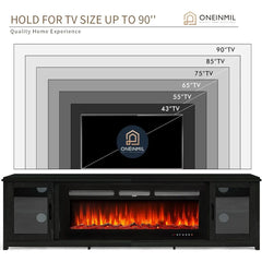 Fireplace 50" with TV Stand, 80" Modern Fireplace Entertainment Center,TV Console Cabinet for TVs Up to 90", Fireplace TV Stand