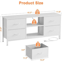 Dresser TV Stand, Wide Dressers & Chests of Drawers with Charging Station & 4 Drawers Storage for 50 inch TV, Media