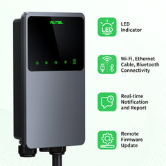 Autel RFID WIFI Bluetooth Enable 50A 240V 12KW Smart Home EV Charger Level 2 Type 1 J1772 Electric Vehicle Charging Station