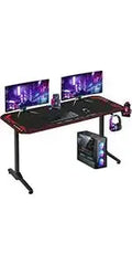 Gaming Desk Computer Desk 47 Inch Home Office Desk Extra Large Modern Ergonomic Black PC Table Gamer Workstation with Cup