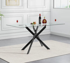 Glass Dining Table Modern Kitchen Glass Top Tables for 4 with Chrome Plated Metal Legs,51"Rectangular Dining Table Kitchen Table