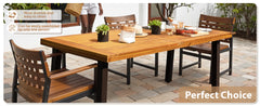 Dining Table for 6 Acacia Wood Indoor Outdoor Home Kitchen Table with Iron Legs Large Rectangular Patio Table for Deck,