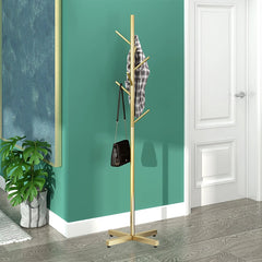 Stylish Metal Coat Rack Free Standing Strong Bearing Capacity Home Coat Racks Stand 7 Hooks Clothes Bags Hats Hanger